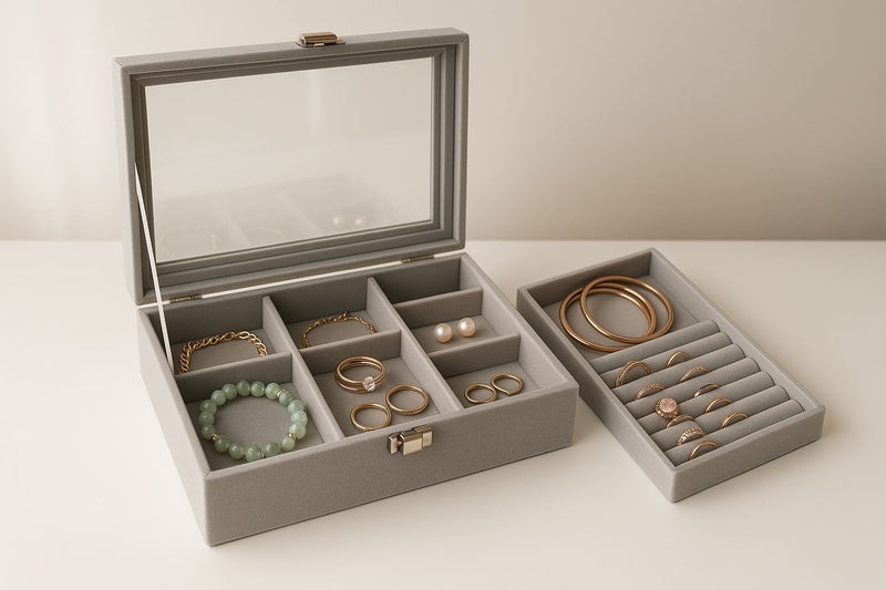 Joyero Organizador Transparente "Elegance Beige"